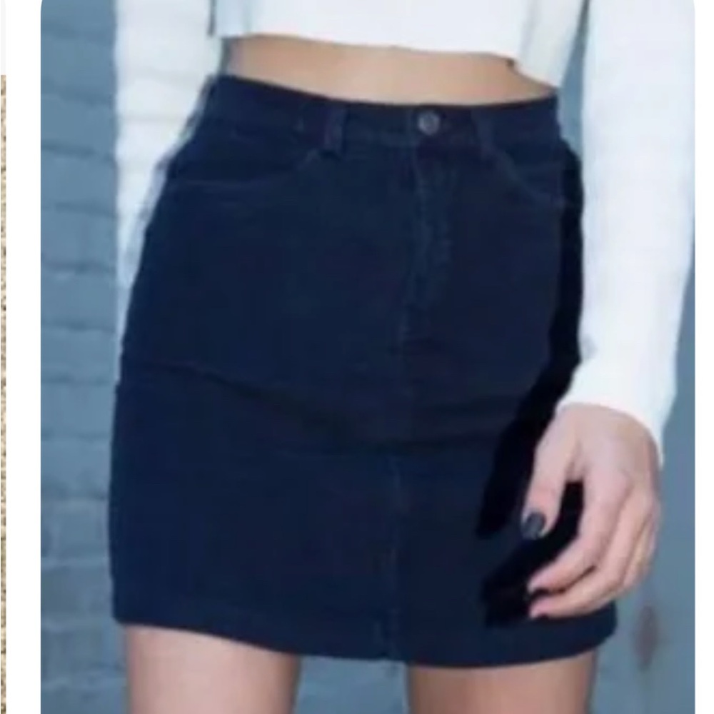 Brand Melville Corduroy A Line Mini Skirt Navy Black One Size Small